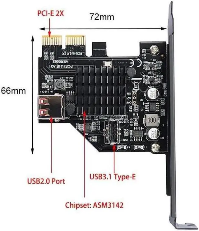 Main image of PCI Express 3.0 USB 3.1 PCI-E Card PCIe USB Adapter Raiser Type-E USB3.1 gen2 10gbps+USB2.0 Expansion Card