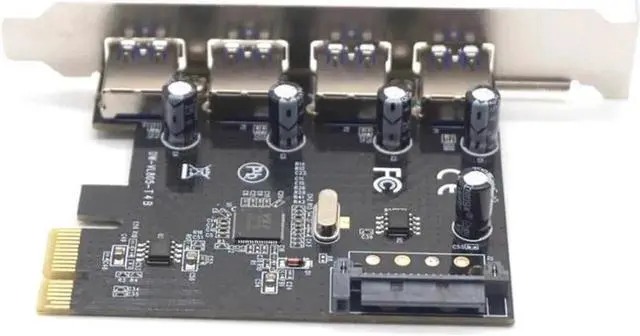 Alt view image 4 of 7 - Weastlinks PCI-E to 4 Ports USB3.0 Expansion Card PCI Express to USB3.0 Adapter Card with SATA Power Interface for Desktop PC