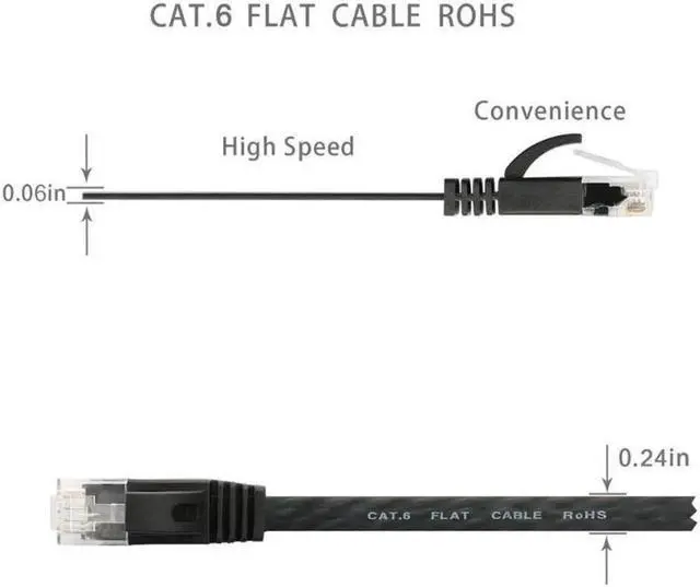 Alt view image 3 of 7 - Ethernet Cable Cat 6 Flat 10 ft Short Cat6 Network Patch Cable with Rj45 Connectors - 10 Feet Black (2 Pack)