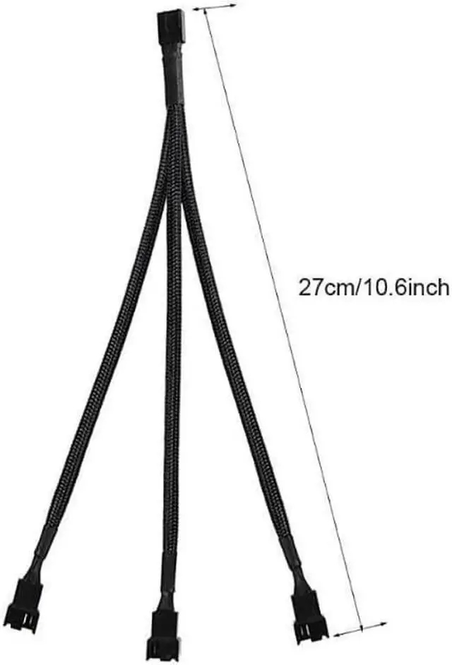 Alt view image 2 of 5 - 2 Pack 4Pin PWM Fan Splitter Cable Sleeved Braided Adapter Computer PC Fan Power Extension Cable 1 to 3 Converter for Computer ATX Case 4Pin3Pin Cooling Fan Cable 106 1 to 3