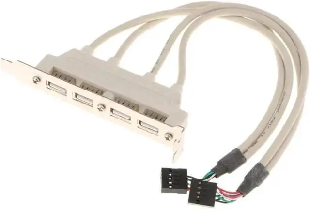 Alt view image 4 of 4 - Dual 10Pin Motherboard Header to 4 Port USB2.0 Back Panel Slot Bracket Cable