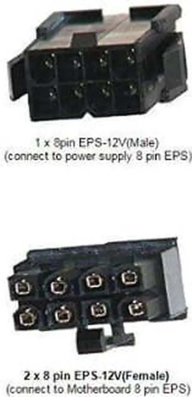 Alt view image 3 of 4 - AYA 7" 8-Pin EPS-12V Male to Dual 8-Pin EPS-12V Female Y Splitter Cable 18AWG Black