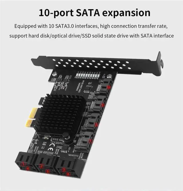 Alt view image 5 of 6 - PCIe SATA Card 10 Port 6Gbps SATA 3.0 PCIe Card Built-in Adapter Converter For Desktop PC Support 10 SATA 3.0 Devices