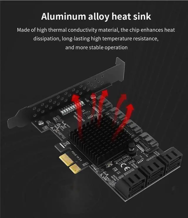 Alt view image 2 of 6 - PCIe SATA Card 10 Port 6Gbps SATA 3.0 PCIe Card Built-in Adapter Converter For Desktop PC Support 10 SATA 3.0 Devices