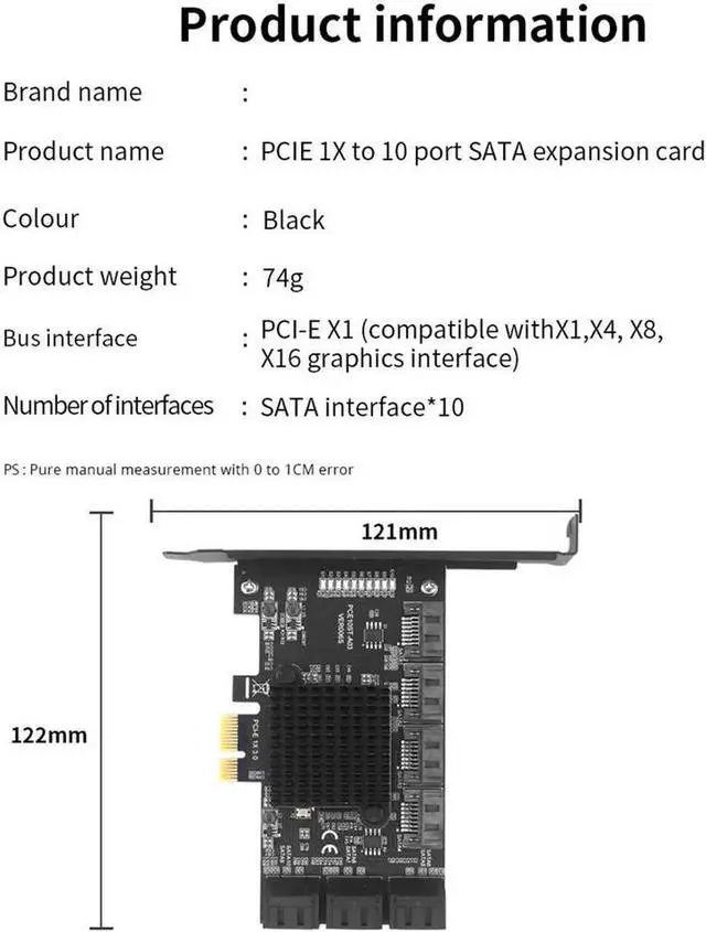 Alt view image 3 of 6 - PCIe SATA Card 10 Port 6Gbps SATA 3.0 PCIe Card Built-in Adapter Converter For Desktop PC Support 10 SATA 3.0 Devices