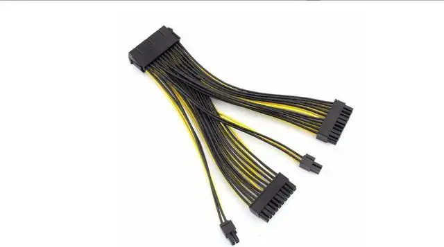 Alt view image 6 of 7 - 20+4Pin Dual PSU Power Supply Cable 24Pin ATX Motherboard Adapter Connector Extension Cables 18AWG Line for Mining Miner 20cm