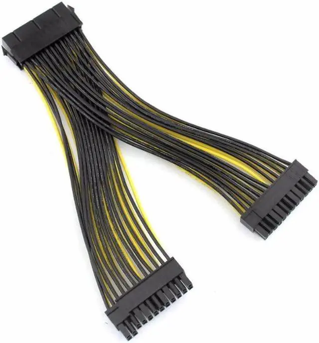 Alt view image 2 of 7 - 20+4Pin Dual PSU Power Supply Cable 24Pin ATX Motherboard Adapter Connector Extension Cables 18AWG Line for Mining Miner 20cm