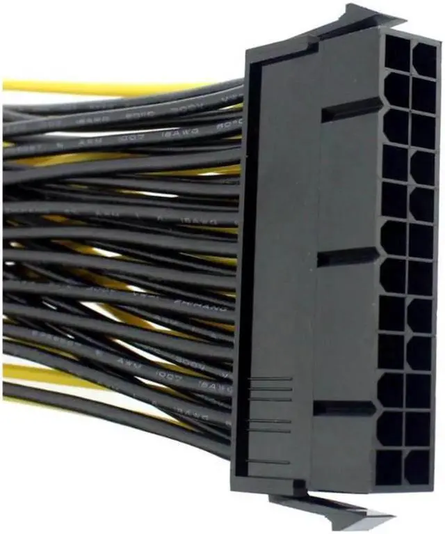 Alt view image 4 of 7 - 20+4Pin Dual PSU Power Supply Cable 24Pin ATX Motherboard Adapter Connector Extension Cables 18AWG Line for Mining Miner 20cm