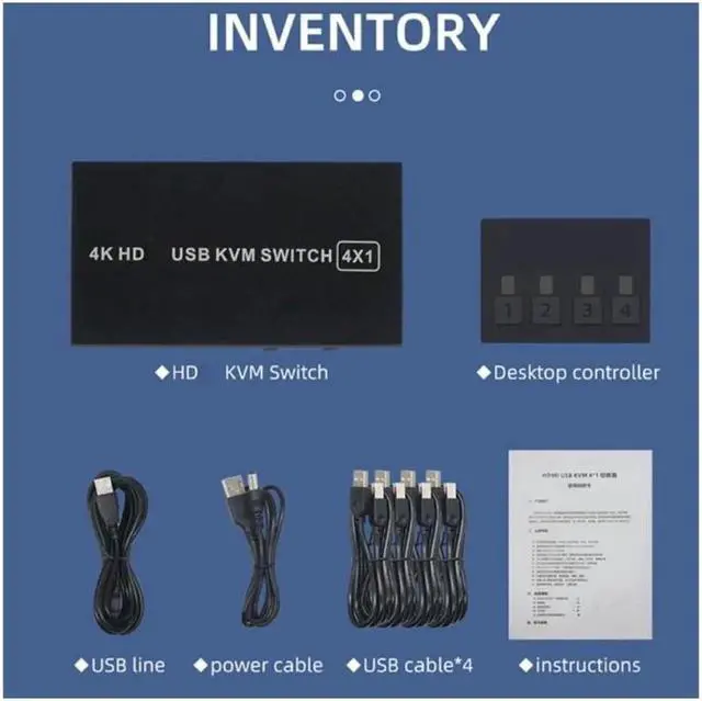 Alt view image 2 of 5 - KVM Switch HDMI 4 Port Box,4 in 1 Out, 4 Computers Share Keyboard Mouse Printer Monitor Support HUD 4K@60Hz