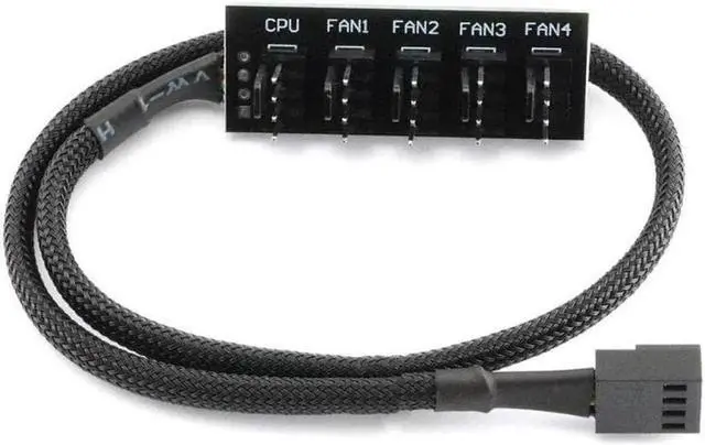 Main image of Endlesss PWM Fan Hub Splitter 4 Pin Black Sleeved 1 to 5 Way PC CPU Cooling Case Fan Splitter Hub Adapter Cable for Computer Cooler Case Fans 4-Pin & 3-Pin 14 Inches (1 Pack)