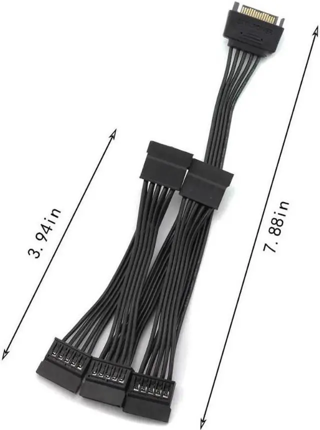 Alt view image 6 of 7 - 15 Pin SATA Power Extension Hard Drive Cable 1 Male to 5 Female Splitter Adapter 24-inch(60CM)