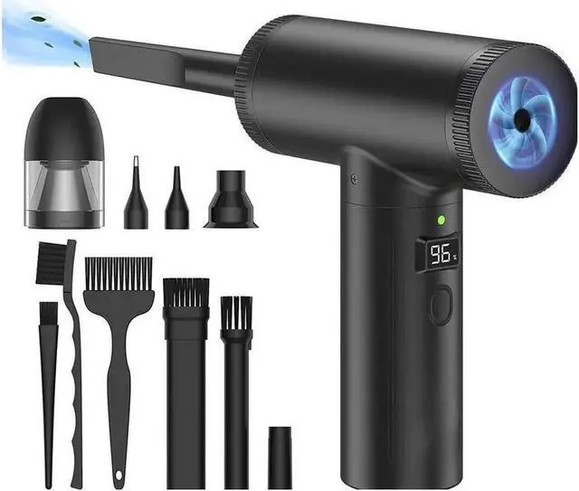 Main image of Compressed Air Duster, 102000RPM Electric Air Duster & Vacuum Cleaner 2 in 1 Rechargeable 7800mAh Cordless, Keyboard and Computer Cleaner, Replaces Compressed Air Cans (Black)