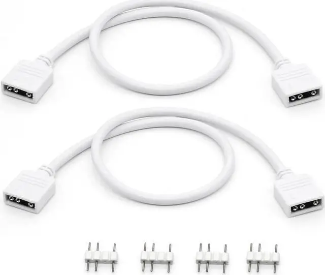 Main image of 2-Pack 1-to-1 ARGB Extension Cable, White 5V 3-Pin Female to Female ARGB Addressable RGB Adapter Cable, ARGB LED Sync Cable for Extend PC Computer ARGB Fans Or ARGB LED Lights, 11.8 Inches