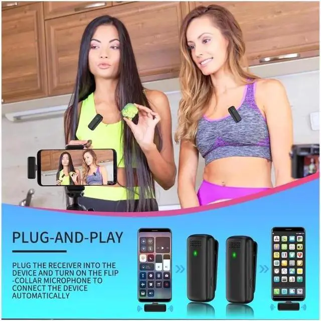 Alt view image 5 of 6 - Professional Wireless Lavalier Microphone,for iPhone iPad Android with Charging case,for Video Recording,Interview,Automatic Noise Reduction - 2-in-1