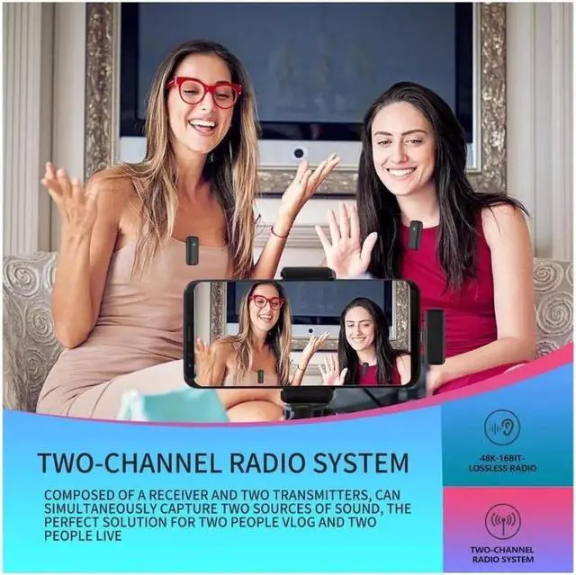 Alt view image 4 of 6 - Professional Wireless Lavalier Microphone,for iPhone iPad Android with Charging case,for Video Recording,Interview,Automatic Noise Reduction - 2-in-1