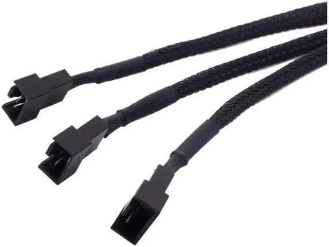 Alt view image 6 of 7 - 10pcs/lot 1 To 3 Way Splitter Sleeved Wire 4-Pin PWM Fan Connector Extension Cable