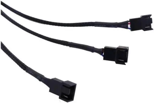 Alt view image 3 of 7 - 10pcs/lot 1 To 3 Way Splitter Sleeved Wire 4-Pin PWM Fan Connector Extension Cable