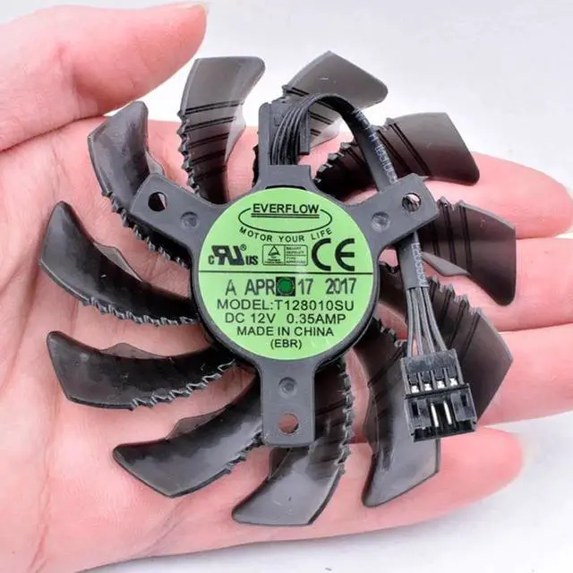 Alt view image 2 of 3 - EVERFLOW T128010SU 12V 0.35A GTX1050 1060 1070 1080 N970 graphics card cooling fan
