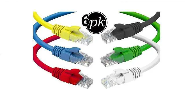 Main image of CAT 6 Ethernet Cable (1.5 Feet) LAN, UTP (18 inch) CAT6, RJ45, Network, Patch, Internet Cable - 6 Pack (1.5 ft)
