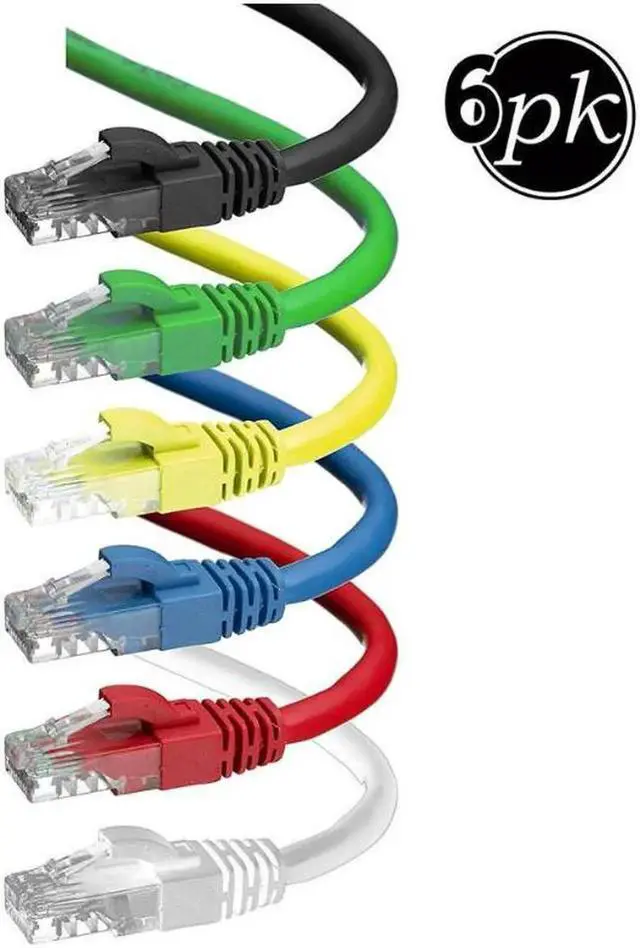 Alt view image 4 of 6 - CAT 6 Ethernet Cable (1.5 Feet) LAN, UTP (18 inch) CAT6, RJ45, Network, Patch, Internet Cable - 6 Pack (1.5 ft)