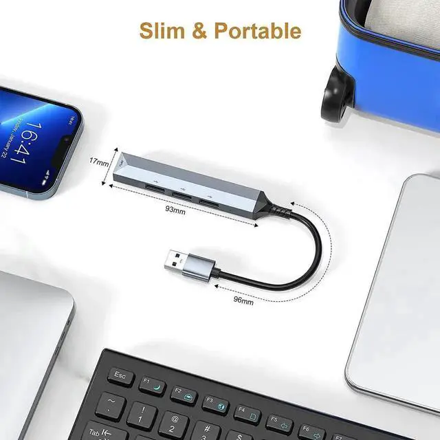 Alt view image 5 of 6 - 4-Port USB 3.0 HUB Expander,Ultra-Slim Data USB HUB,USB Hub Expansion Adapter Station Applicable for Laptop, iMac Pro, MacBook Air, Mac, Notebook PC,Printer,Mobile HDD(USB-A HUB)