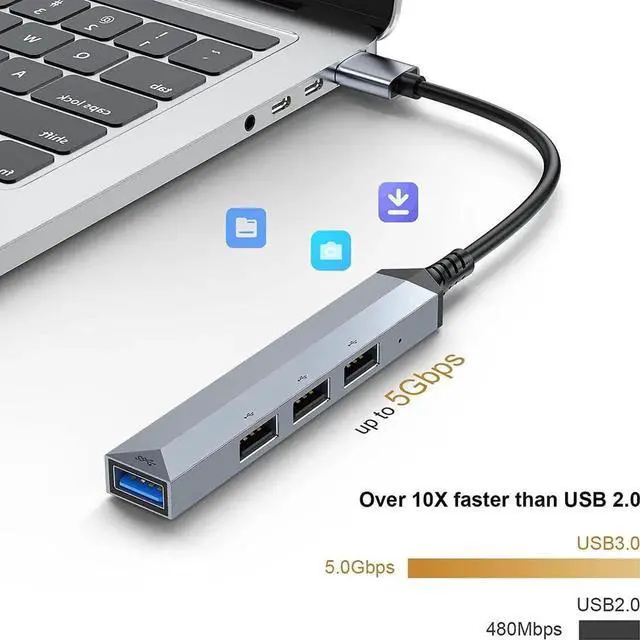 Alt view image 6 of 6 - 4-Port USB 3.0 HUB Expander,Ultra-Slim Data USB HUB,USB Hub Expansion Adapter Station Applicable for Laptop, iMac Pro, MacBook Air, Mac, Notebook PC,Printer,Mobile HDD(USB-A HUB)