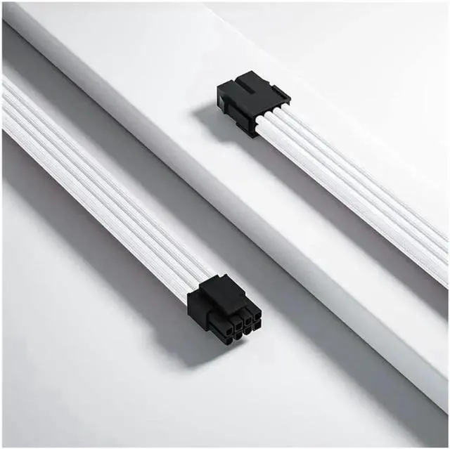 Alt view image 4 of 7 - Mod Sleeved Cable, White Power Supply Cable Extension Kit, 24PIN ATX, 4+4 PIN EPS, Dual 6+2 PIN PCIE, 6 PIN PCI-E