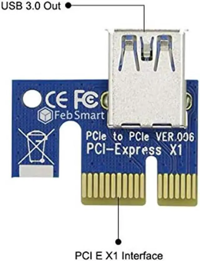 Alt view image 3 of 7 - 3 Pack 6-Pins PCI-e VER 006C PCl-E 16x to 1x Powered Riser Adapter Card with 2ft USB 3.0 Extension Cable & SATA to PCIe 6pin Power Cable GPU Riser Adapter Ethereum Mining ETH