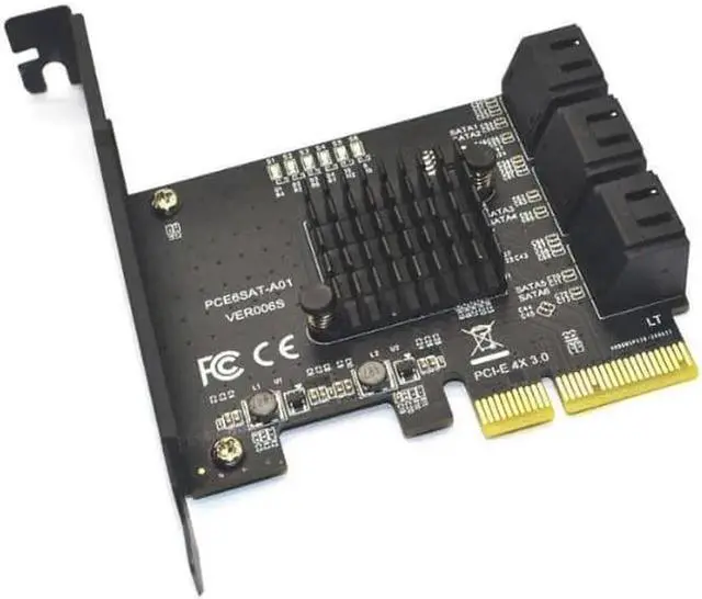 Alt view image 3 of 6 - Weastlinks PCIE PCI-E to 6 Ports SATA 3.0 PCI Express x4 Expansion Card 6 SATA3.0 PCIe PCI-e 6 Port SATA Controller for HDD ASMedia ASM1166