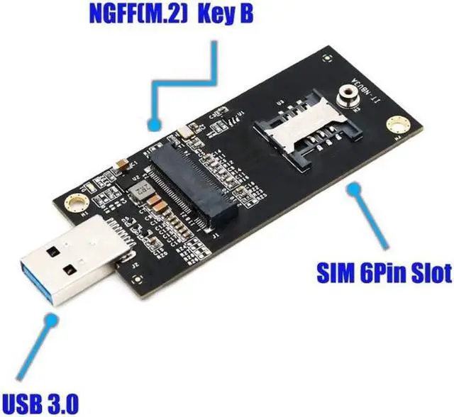 Alt view image 6 of 7 - NGFF(M.2) Key B to USB 3.0 Adapter with SIM 6pin Slot for WWAN/LTE Module