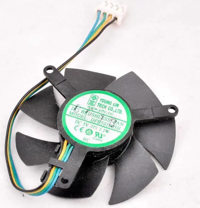 Alt view image 3 of 3 - DFB501005H Diameter 45MM Mounting hole distance 39X39X39MM DC5V 1.1W 4Pin Cooling fan for industrial computer routers