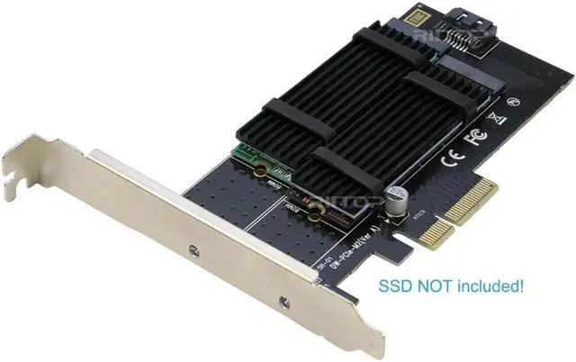 Alt view image 5 of 6 - Dual M.2 PCIe 4x Adapter for SATA or PCIe NVMe SSD with Heatsink, RIITOP M.2 SSD NVME (M Key) and SATA (B Key) 22110 2280 2260 2242 2230 to PCI-e x 4 Host Controller Expansion Card