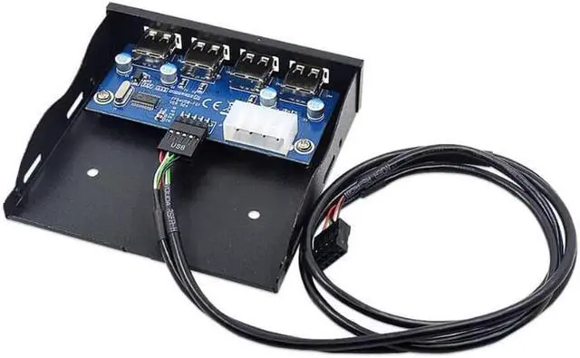 Alt view image 4 of 6 - Anicorn PC computer 3.5 inch Floppy Bay Front Panel 4 Ports USB 2.0 Hub, USB 2.0 9/10pin to 4 x USB 2.0 Type A Female Splitter