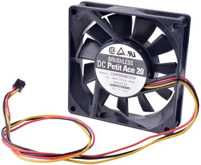 Alt view image 2 of 5 - 8020 48V 0.08A 109P0848C604 double ball 8CM silent cooling fan