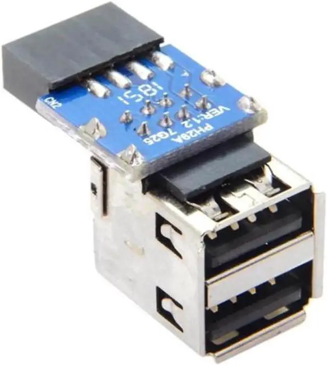 Alt view image 3 of 5 - (2pcs )9Pin/10Pin Motherboard Female Header to Dual USB 2.0 Female Adapter Vertical Type Type-A and Type-B