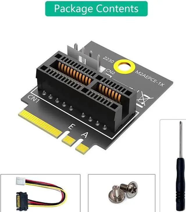 Alt view image 6 of 6 - 2230 M.2 Key A+E to PCIE X1 Adapter Card PCI Express PCI-E 1X Slot to M2 NGFF Key A/A+E/E Converter Riser Card 4Pin Power Supply