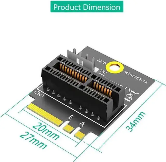 Alt view image 2 of 6 - 2230 M.2 Key A+E to PCIE X1 Adapter Card PCI Express PCI-E 1X Slot to M2 NGFF Key A/A+E/E Converter Riser Card 4Pin Power Supply