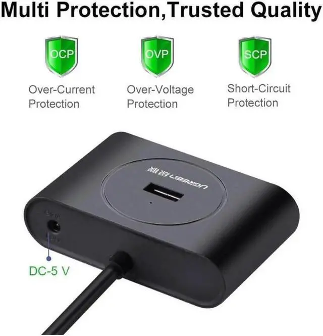 Alt view image 3 of 7 - USB 3.0 4 Port Bus-powered Hub with 1m Shielded Cable for iMac, MacBook Pro Air, Raspberry Pi, PCs and Laptops no driver Black