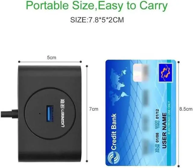 Main image of USB 3.0 4 Port Bus-powered Hub with 1m Shielded Cable for iMac, MacBook Pro Air, Raspberry Pi, PCs and Laptops no driver Black