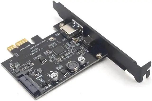 Alt view image 4 of 7 - Weastlinks SuperSpeed USB 3.1 Type C + USB 3.0 PCI-Express Expansion Card Riser 15pin SATA Power Connector PCIE X1 Adapter ASM3142 Chipsets