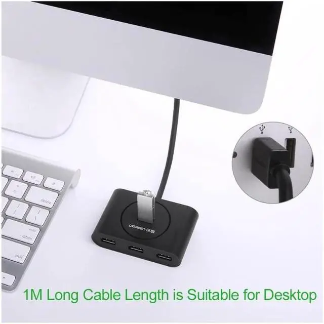 Alt view image 7 of 7 - USB 3.0 4 Port Bus-powered Hub with 1m Shielded Cable for iMac, MacBook Pro Air, Raspberry Pi, PCs and Laptops no driver Black