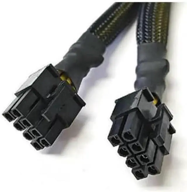 Alt view image 3 of 4 - AYA 7" 8-Pin EPS-12V Male to Dual 8-Pin EPS-12V Female Y Splitter Cable 18AWG Black Sleeves AYA-8PM-2X8PF