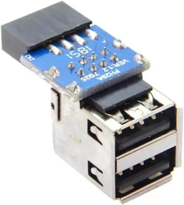 Alt view image 3 of 5 - (2pcs )9Pin/10Pin Motherboard Female Header to Dual USB 2.0 Female Adapter Vertical Type Type-A and Type-B