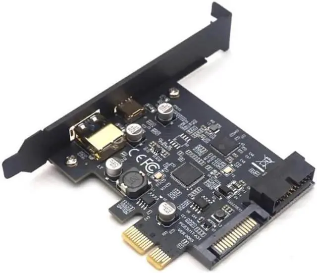 Alt view image 5 of 7 - Anicorn Weastlinks PCI-Express PCI-e To USB 3.1 Type-C Riser Post Card PCIe to USB-C USB3.0+19PIN Front USB Miner Expansion Adapter Card