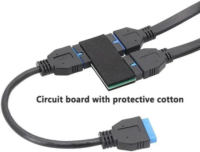 Alt view image 6 of 6 - JAENFONG Usb 3.0 19pin One-to-two Hub With Chip And Modular Cable Design Usb 19pin Hub Motherboard 19pin Extension Cable 1 To 2