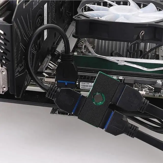 Alt view image 2 of 6 - JAENFONG Usb 3.0 19pin One-to-two Hub With Chip And Modular Cable Design Usb 19pin Hub Motherboard 19pin Extension Cable 1 To 2