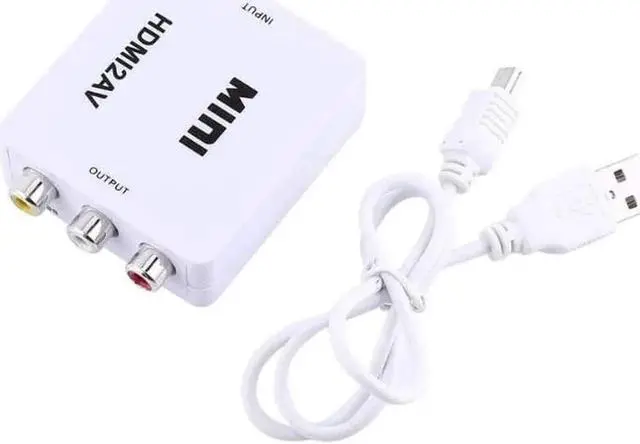 Main image of Digital RCA to HDMI Converter,1080P AV to HDMI Video Converter Mini RCA Composite CVBS Adapter with USB Charge Cable Support 1080P for PC Laptop Mini Xbox PS2 PS3 TV STB VHS VCR Camera DVD(White)
