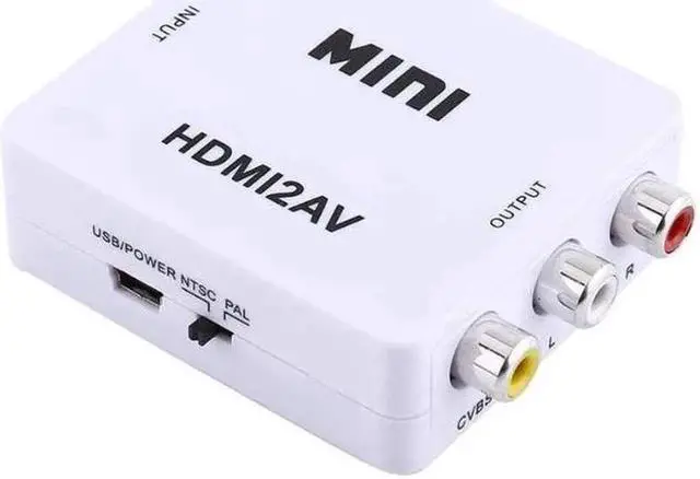 Alt view image 2 of 7 - Digital RCA to HDMI Converter,1080P AV to HDMI Video Converter Mini RCA Composite CVBS Adapter with USB Charge Cable Support 1080P for PC Laptop Mini Xbox PS2 PS3 TV STB VHS VCR Camera DVD(White)