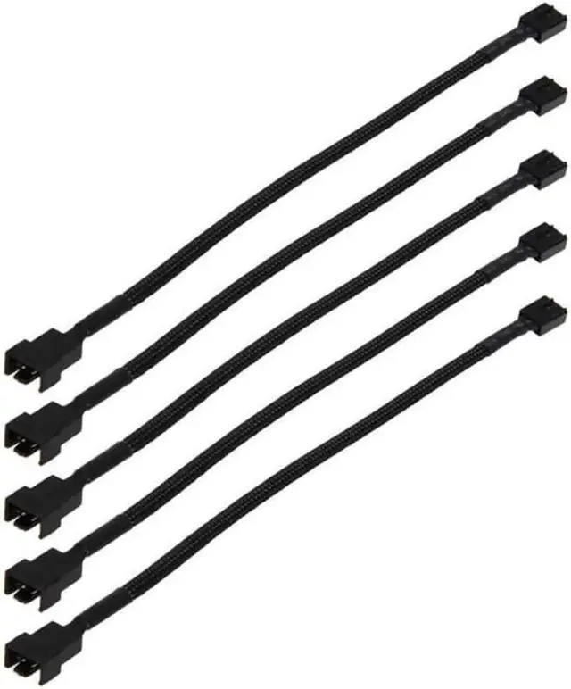 Main image of 5 Pack Braided Sleeving 25CM Molex TX4 4pin Connectors CPU PWM Fan Power Extension Cable,4 pin Molex Plug Backword 2 pin 3pin Case fan