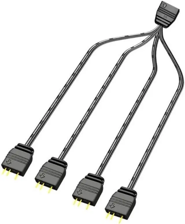 Main image of JAENFONG ARGB 5V 3Pin Extension Cable Adapter 33cm 1 to 4 RGB Splitter Cable Cord forMSI AURA LED Splitter